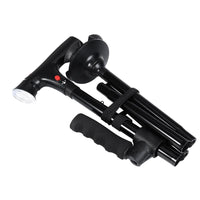 Collapsible telescopic folding cane with LED lights