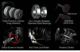 Piscifun carbon X spinning reel gear ratio 5.2:1 / 6.2:1  11 BB 1000 2000 3000 4000