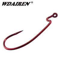 WDAIREN 20Pcs/lot Red offset worm hook for bass fishing