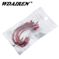 WDAIREN 20Pcs/lot Red offset worm hook for bass fishing