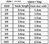 10pcs/lot 1/0 - 10/0 jigging fishing hook with pE line