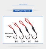 10pcs/lot 1/0 - 10/0 jigging fishing hook with pE line