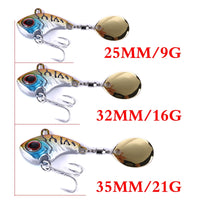 1Pcs Rotating Metal VIB vibration Bait Spinner Spoon Fishing Lures 9g 16g 21g