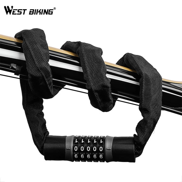 WEST BIKING Long Safty Chain Lock For Bike Password Code