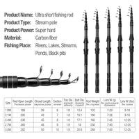 DONQL 1.8m-3.0m telescopic fishing rod made from carbon fiber