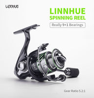 LINNHUE 9+1 metal bearings fishing reel 5.2:1 gear spinning reel1000H