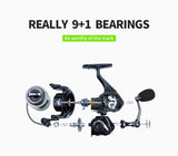 LINNHUE 9+1 metal bearings fishing reel 5.2:1 gear spinning reel1000H
