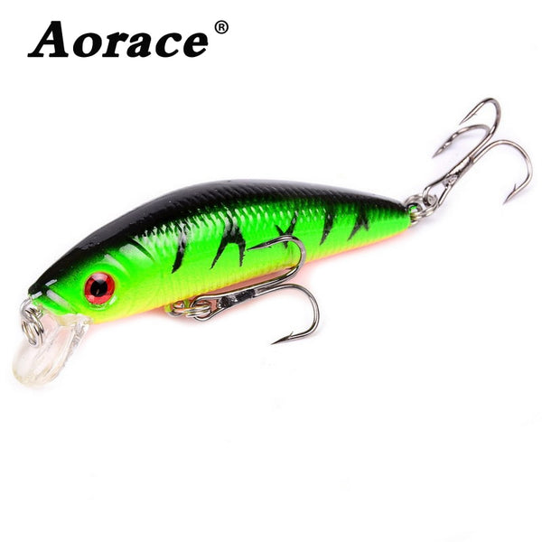 Aorace Minnow Fishing Lure 70mm 8g 3D Eyes Crankbait wobbler