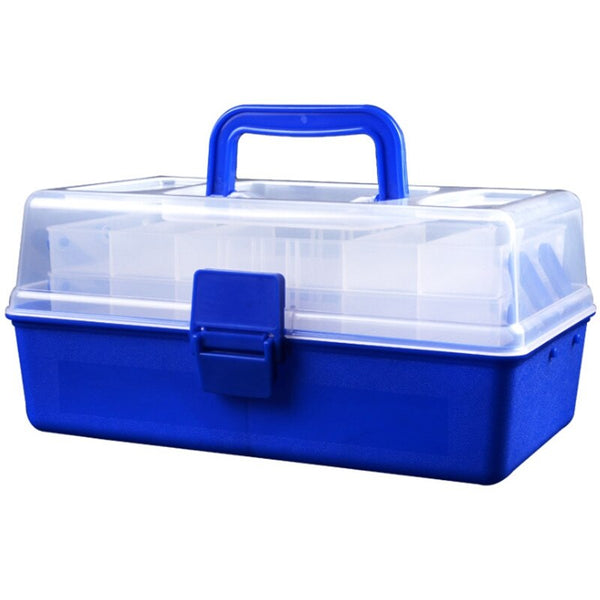 Blue + Transparent Portable Multifunctional Layers Fishing Tackle Box with Durable Plastic