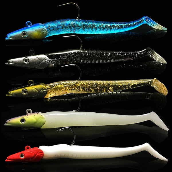 5pcs/lot 12.5 Cm 22g Submerged Lead Head Bait 5-Color Fishhook Soft Bait Lures