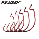 WDAIREN 20Pcs/lot Red offset worm hook for bass fishing