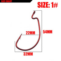 WDAIREN 20Pcs/lot Red offset worm hook for bass fishing