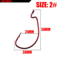 WDAIREN 20Pcs/lot Red offset worm hook for bass fishing