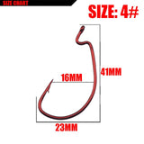 WDAIREN 20Pcs/lot Red offset worm hook for bass fishing