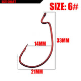 WDAIREN 20Pcs/lot Red offset worm hook for bass fishing