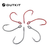 OUTKIT 20pcs carbon steel single fishing hook 6# 8# 10#